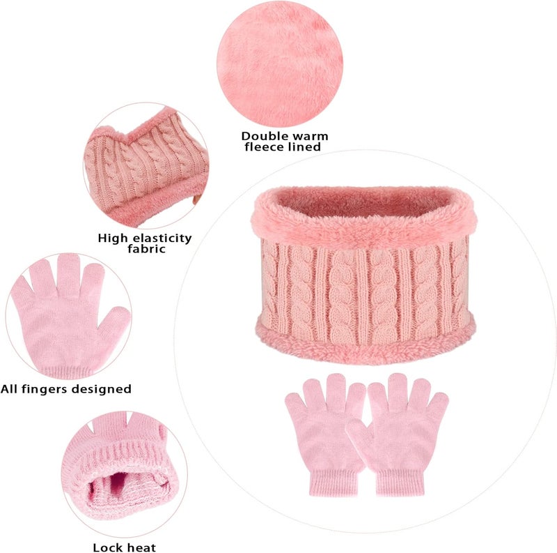 Machomby Kids Hat Scarf Gloves Set, Kids Winter Beanie Hat Scarf Gloves Set with Knit Thick Warm Fleece Lined for 1-6 Years Old - Image 5